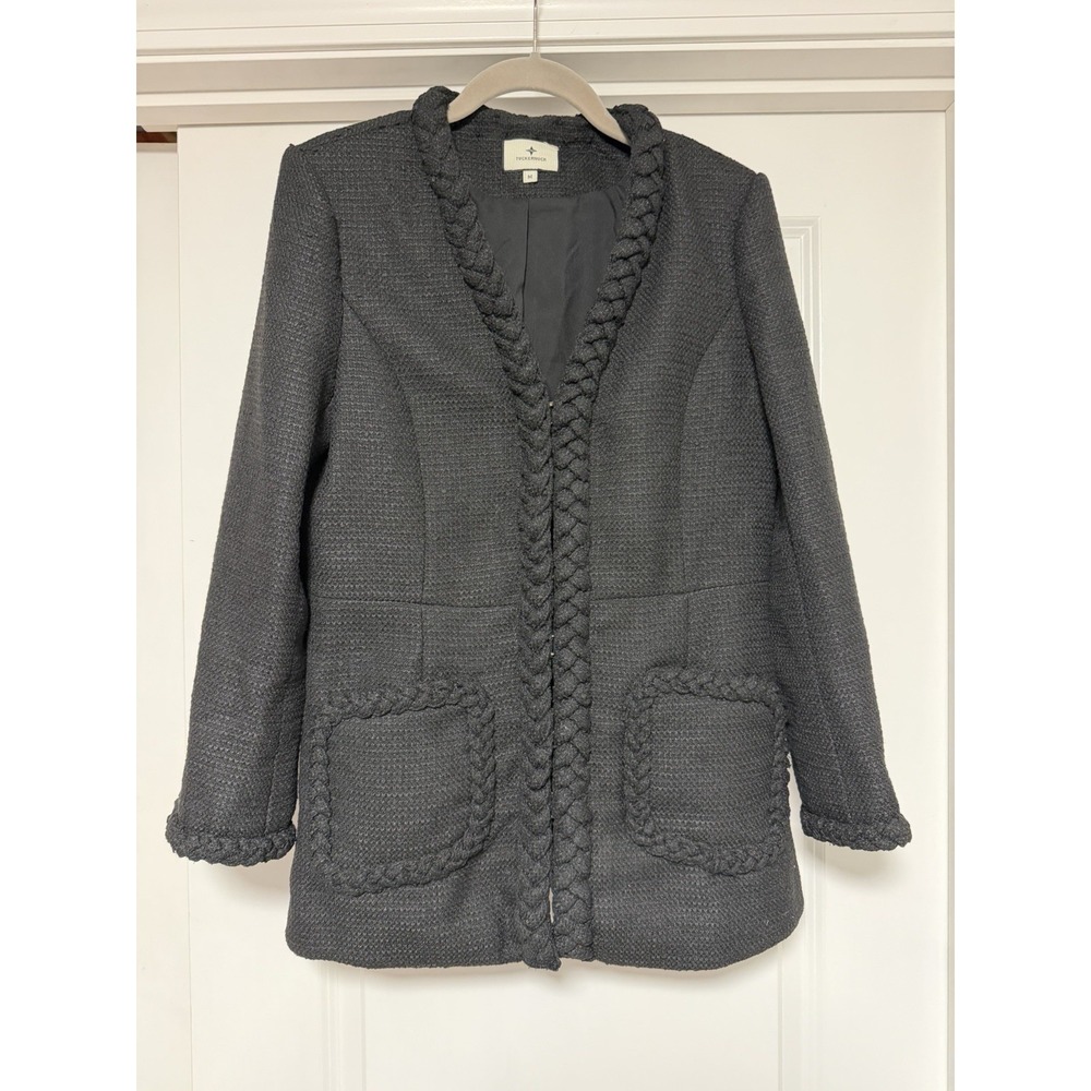 Tuckernuck, Shay Jacket In Black With Braided Trim, Womens Size Medium